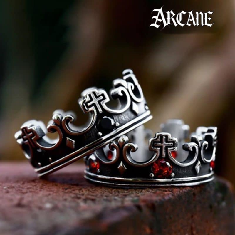 nhẫn chorme heart vương miệng chữ thập đính đá